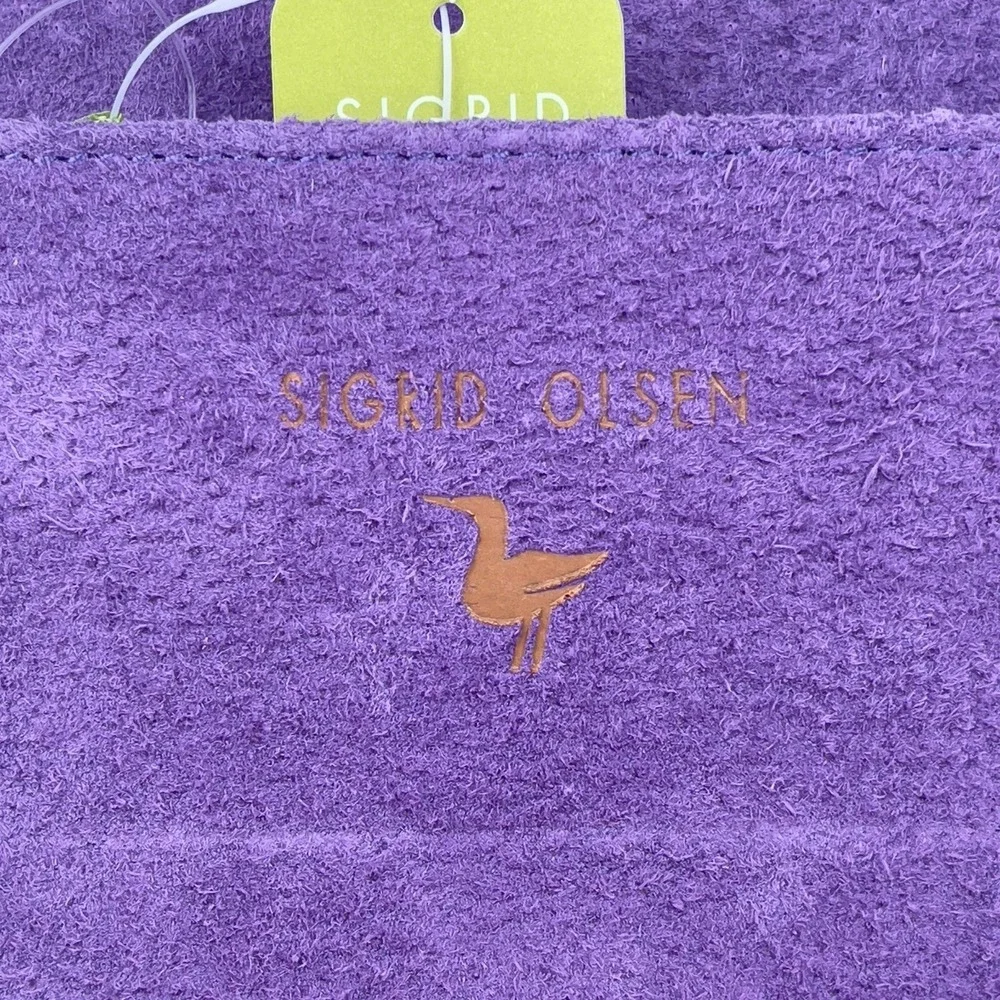 Sigrid Olsen Jewelry Box‎ Organizer Case Brown Faux Leather Purple Interior